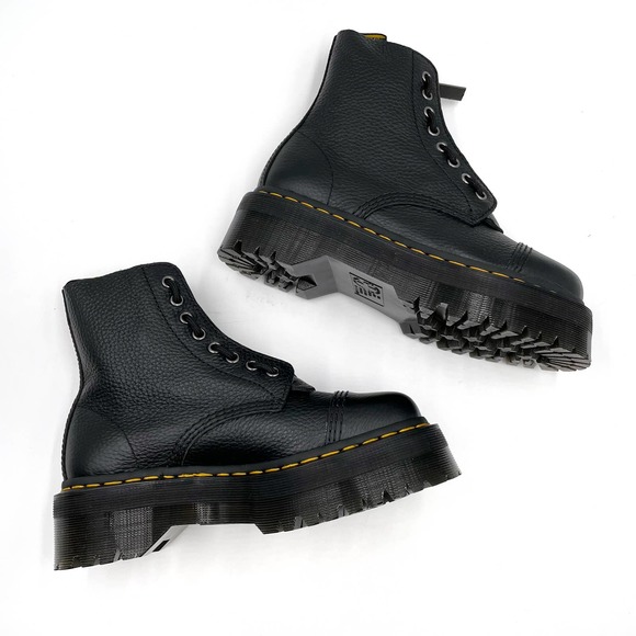 SOLD-New Dr Martens Sinclair Platform Boots Black Zip Front Smooth Leather - Picture 4 of 9